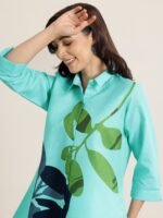 Blue Printed Cotton Blend Straight Short Kurti - Image 3